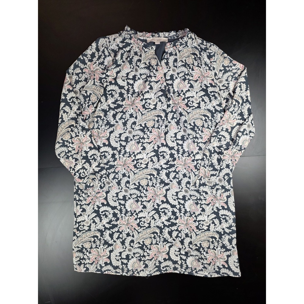 Loft Navy Floral Print Flowy Shift Dress Women's Size XSP